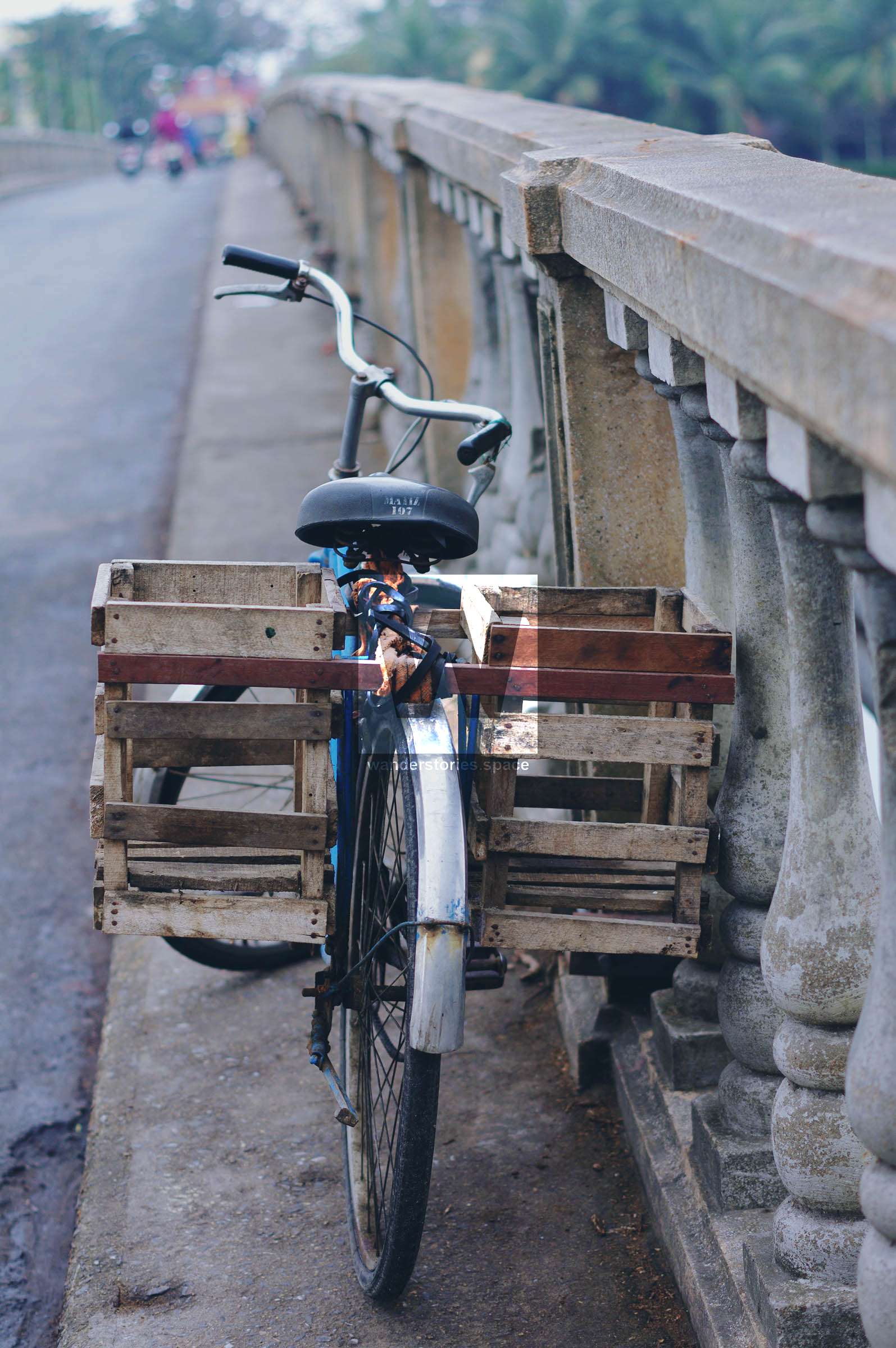 Old school bicycle on bridge