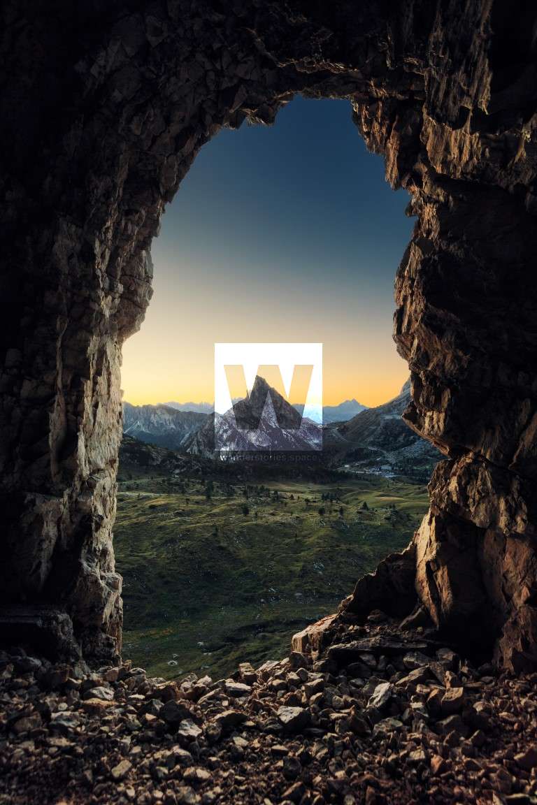 Cave entry overlooking the mountains